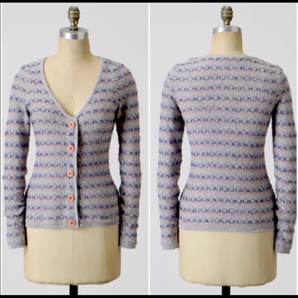 Knitted and Knotted Anthro Embroidered Cardigan, M